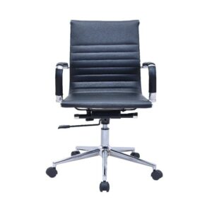 Silla Eames Ribbed de Cuero — Negra