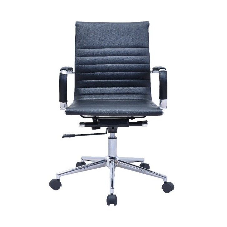 Silla Eames Ribbed de Cuero — Negra