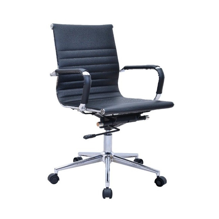 Silla Eames Ribbed de Cuero — Negra - Imagen 2